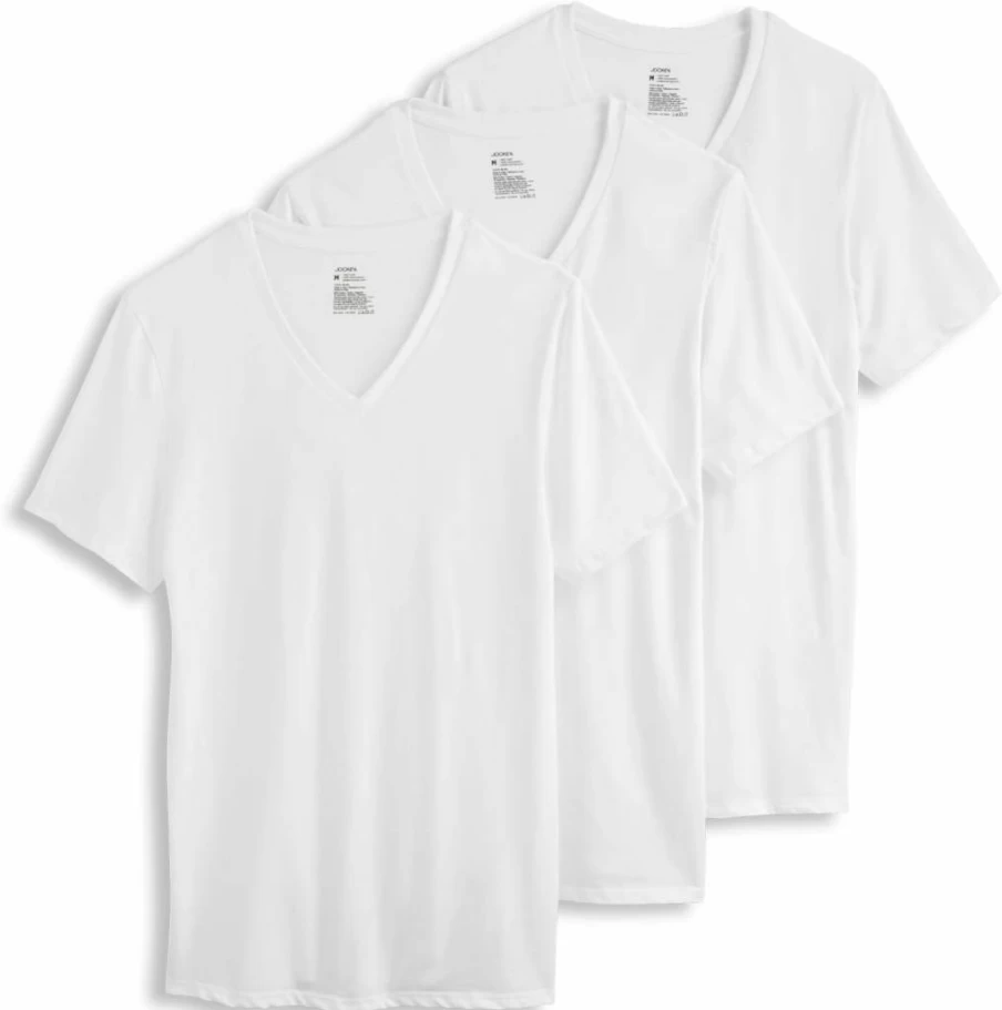 Jockey Men's Cotton Stretch V-Neck Undershirts - 3 Pack, Breathable Soft Comfort Fit Underwear for Men