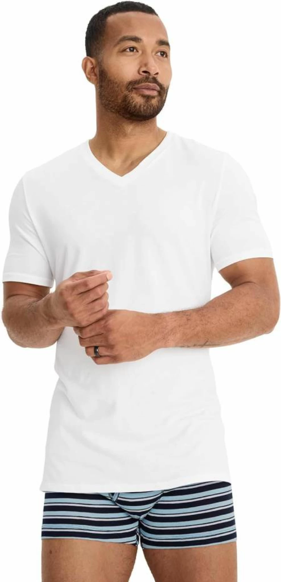 Jockey Men's Cotton Stretch V-Neck Undershirts - 3 Pack, Breathable Soft Comfort Fit Underwear for Men