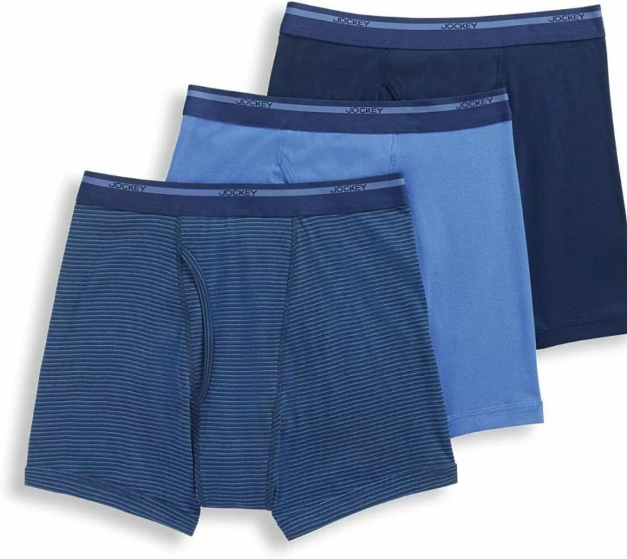 Jockey Men's Cotton 5-Inch Boxer Briefs 3-Pack - Lightweight Breathable Underwear for Comfort & Support
