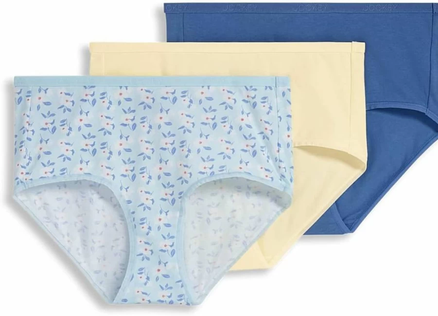 Jockey Women's Organic Cotton Stretch Modern Brief Underwear - 3 Pack Comfortable Logo Design